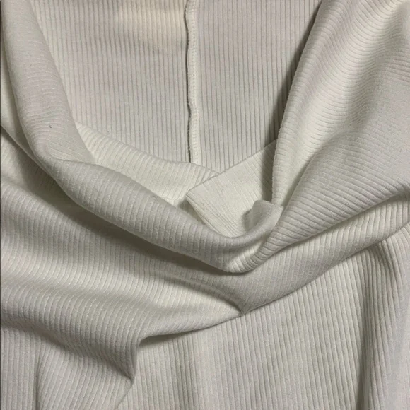 Evereve Women’s Paige Draped Ribbed White Large Long Sleeve Top Lagenlook Quiet - Picture 4 of 13